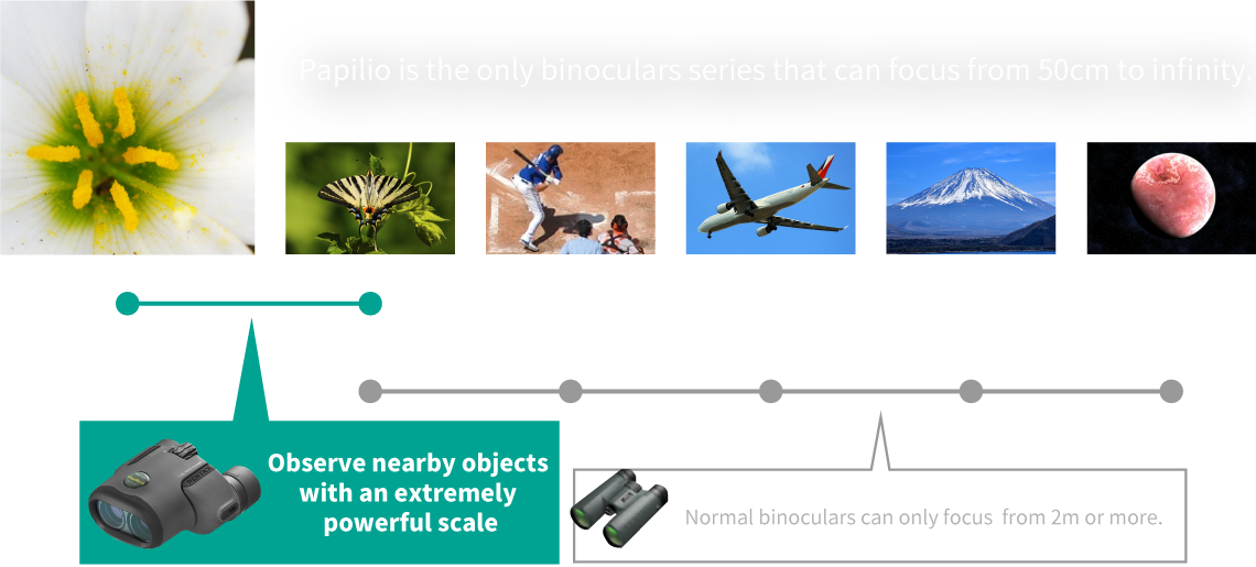 Normal binoculars can only focus  from 2m or more.
