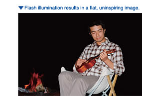 Flash illumination results in a flat, uninspiring image.