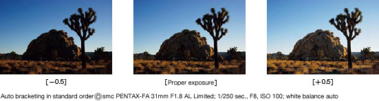 Auto bracketing lets you choose the best image from three varying exposures