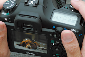 Live-view function and SR system combine to facilitate handheld shooting