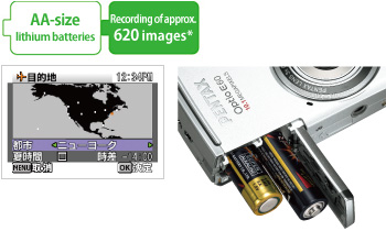 AA-size lithium batteries and Recording of approx. 620 images*