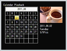 Search for photos based on the date taken using the calendar display
