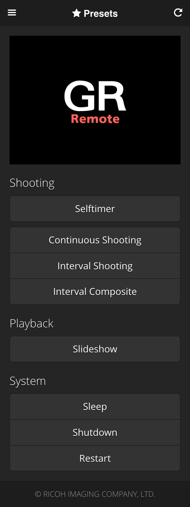 GR Remote | RICOH IMAGING