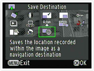 Select a destination from GPS data stored on recorded images.