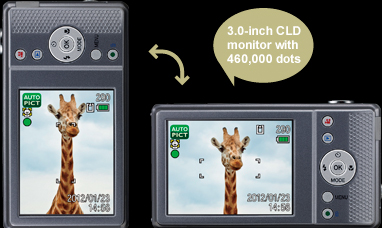 3.0-inch CLD monitor with 460,000 dots