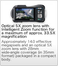 Optical 5X zoom lens with Intelligent Zoom function for a maximum of approx. 33.5X magnification