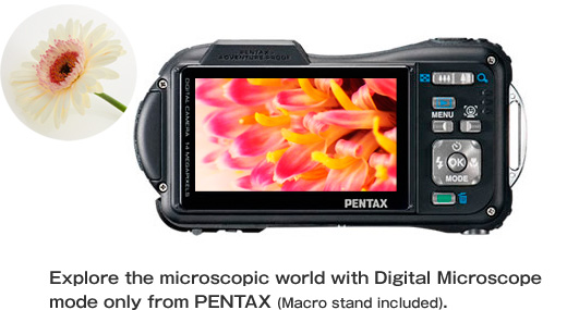 Explore the microscopic world with Digital Microscope mode only from PENTAX (Macro stand included).