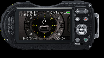 Handy digital compass (WG-3 GPS only)