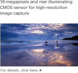 16-megapixels and rear illuminating CMOS sensor for high-resolution image capture