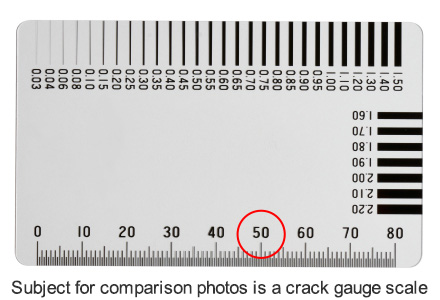 Subject for comparison photos is a crack gauge scale