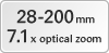 28-200 mm 7.1x optical zoom