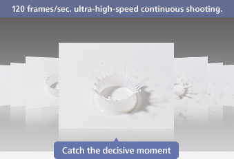 Continuous shooting at overwhelming speed 120 frames/sec. ultra-high-speed continuous shooting.