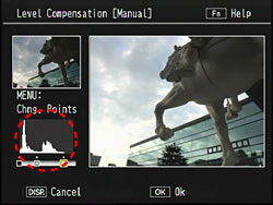 Correction can be done by moving the position of the points under the histogram.