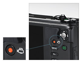 Enhanced movie shooting functions, including the new movie button.