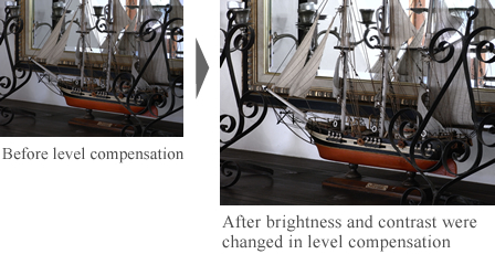 Level compensation corrects brightness and contrast in the camera