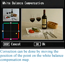 Correction can be done by moving the position of the point on the white balance compensation map. 