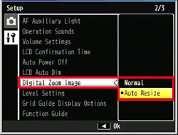 Digital zoom Image options in the Setup menu