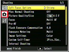 Soft Focus Options in the Shooting tab
