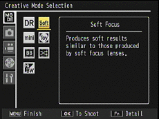 Creative mode > Soft focus