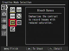 Creative mode > Bleach Bypass