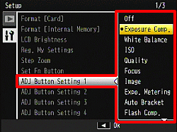 Select [ADJ Button Setting 1] - [ADJ Button Setting 4]. 