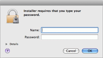 Installer requires that you type your password.