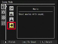 3 Press up or down to select the desired scene mode, and press the [MENU/OK] button.