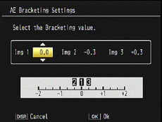 AE bracketing settings