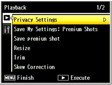 Playback menu example
