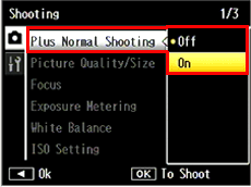 Plus Normal Shooting screen
