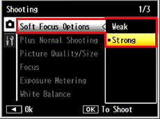 Soft Focus Options in the Shooting menu