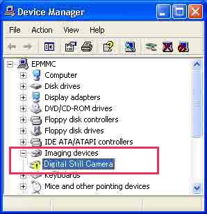 Device Manager > Imaging Devices > ! marked device