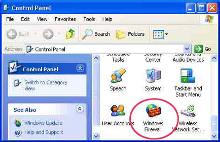 Control Panel > Windows Firewall