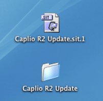 ブラウザーの設定によっては、ダウンロードしたファイルが自動的に解凍され、[Caplio R2 Update] フォルダが作成されます