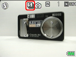 液晶モニターの上部に連写のマークが表示されます