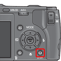 撮影時に DISP. ボタンを押し続けると、画面の輝度が最大になりますので、液晶モニターが見やすくなる場合があります