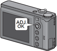 ADJ./OK ボタンを押します。画像モニター上部に選んだシーンモードの種類が表示されます