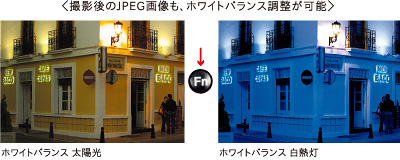 JPEG設定時でも、直観的かつ簡単な ホワイトバランス調整を実現