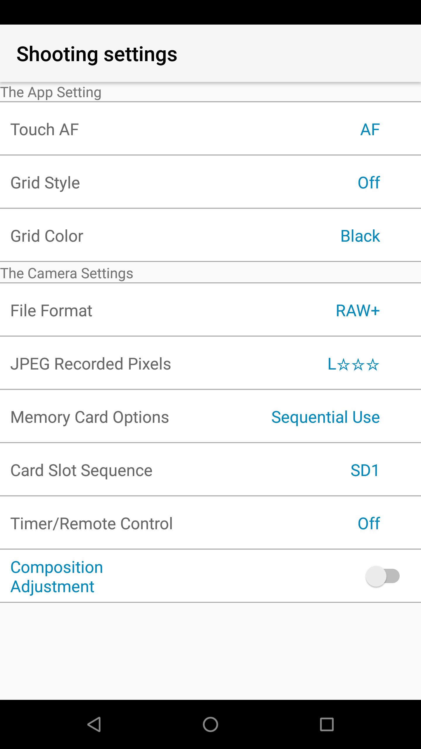 Camera Settings