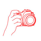 The combination of a non-slip rubber grip and a finger hook assures a firm, comfortable hold of the camera.