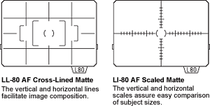 Two interchangeable focusing screens to replace the standard screen in specialized applications