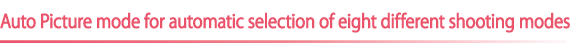 Auto Picture mode for automatic selection of eight different shooting modes