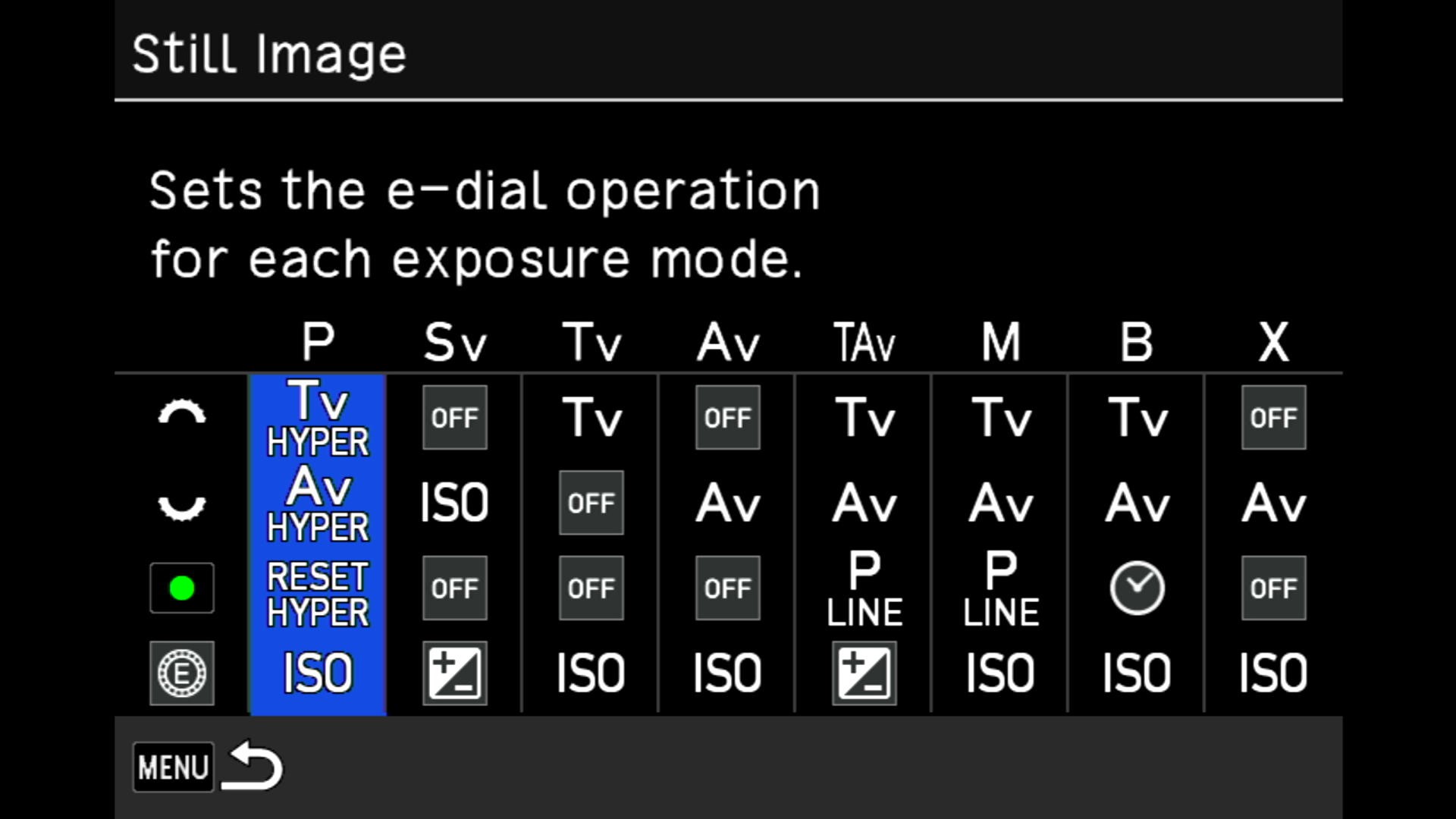 Selection of shooting mode