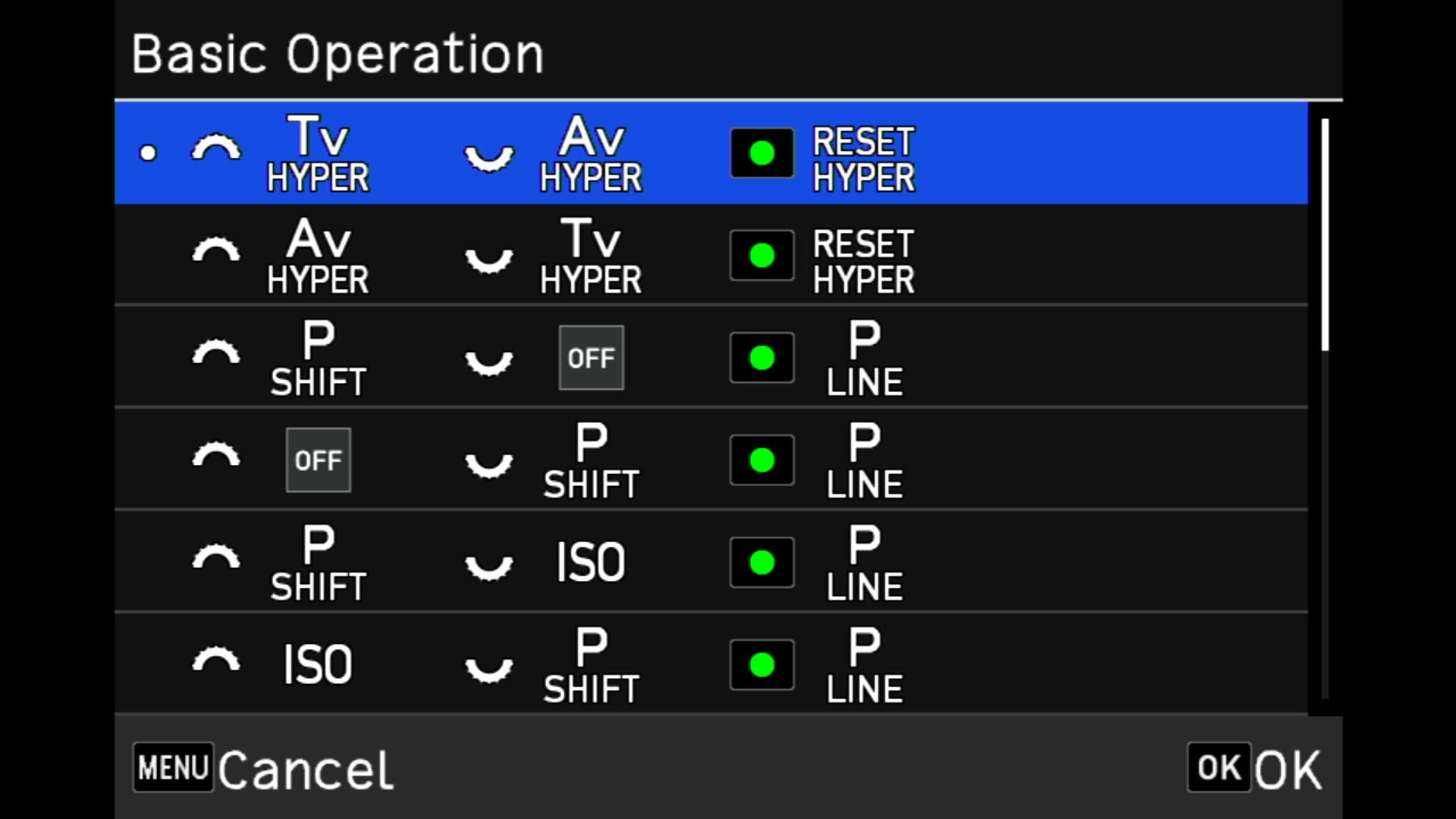 Customize basic operation setting