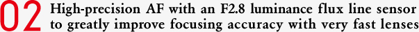 02 High-precision AF with an F2.8 luminance flux line sensor to greatly improve focusing accuracy with very fast lenses