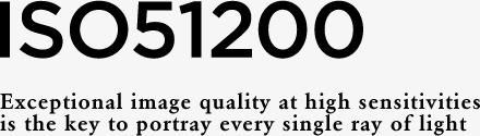 ISO51200 Exceptional image quality at high sensitivities is the key to portray every single ray of light