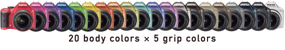 20 body colors, 5 grip colors