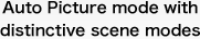 Auto Picture mode with distinctive scene modes