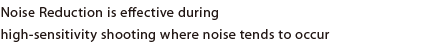 Noise Reduction is effective during high-sensitivity shooting where noise tends to occur