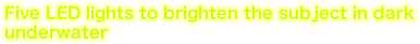Five LED lights to brighten the subject in dark underwater